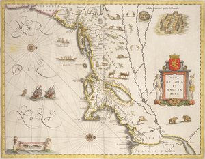 Mapa de Nueva Bélgica y Nueva Inglaterra, publicado en Ámsterdam c.1640